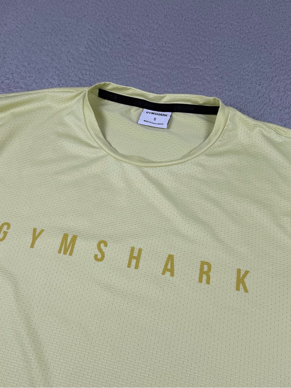 Gymshark Sport Stripe Shirt Mens Small Green Yellow Athletic Workout Breathable
